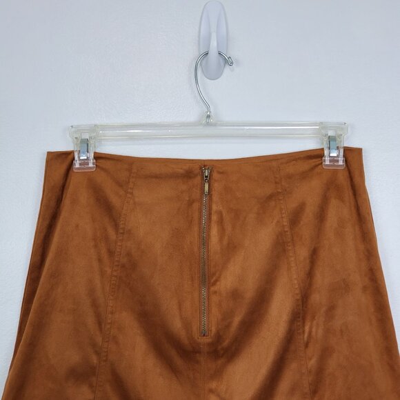 Francesca's Mi Ami Brown Soft Brushed Feel Faux Suede Skirt #WS10165 NEW Size L - Picture 5 of 12